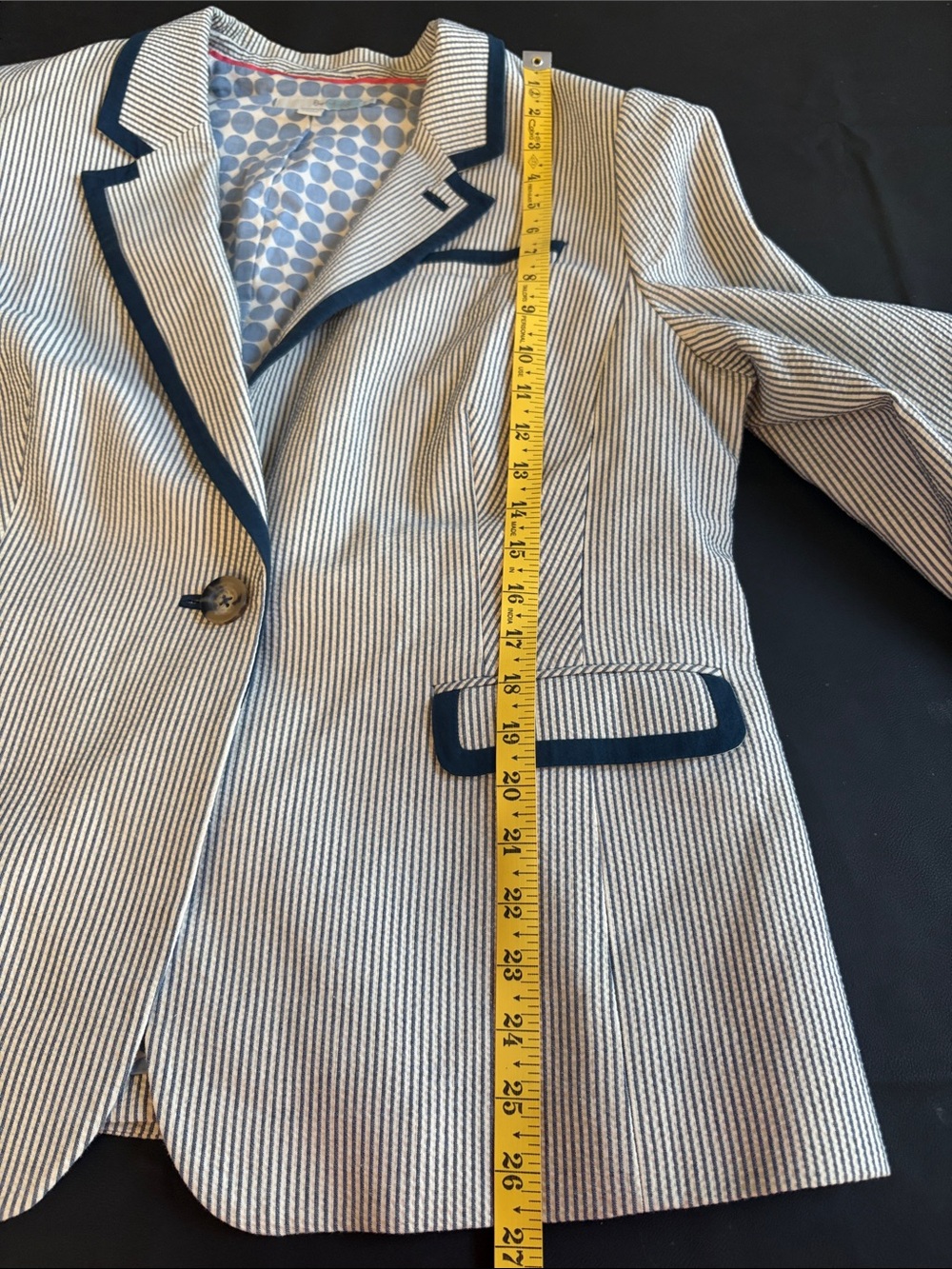 Boden Blue White Seersucker Blazer Jacket NWOT Size 10 Nautical Preppy - Picture 9 of 10